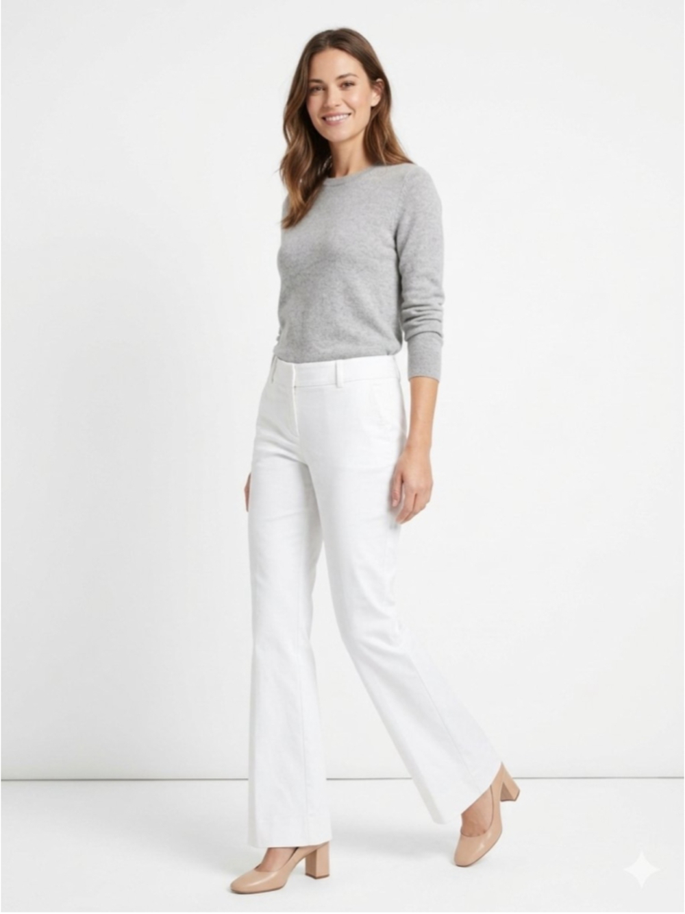 Women's Calvin Klein White Flared Dress Pants Trousers Size 14 - 873